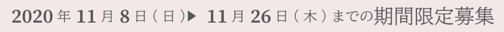 2020年11月8日(日)▶ 11月26日(木)までの期間限定募集