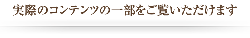 実際のコンテンツの一部をご覧いただけます